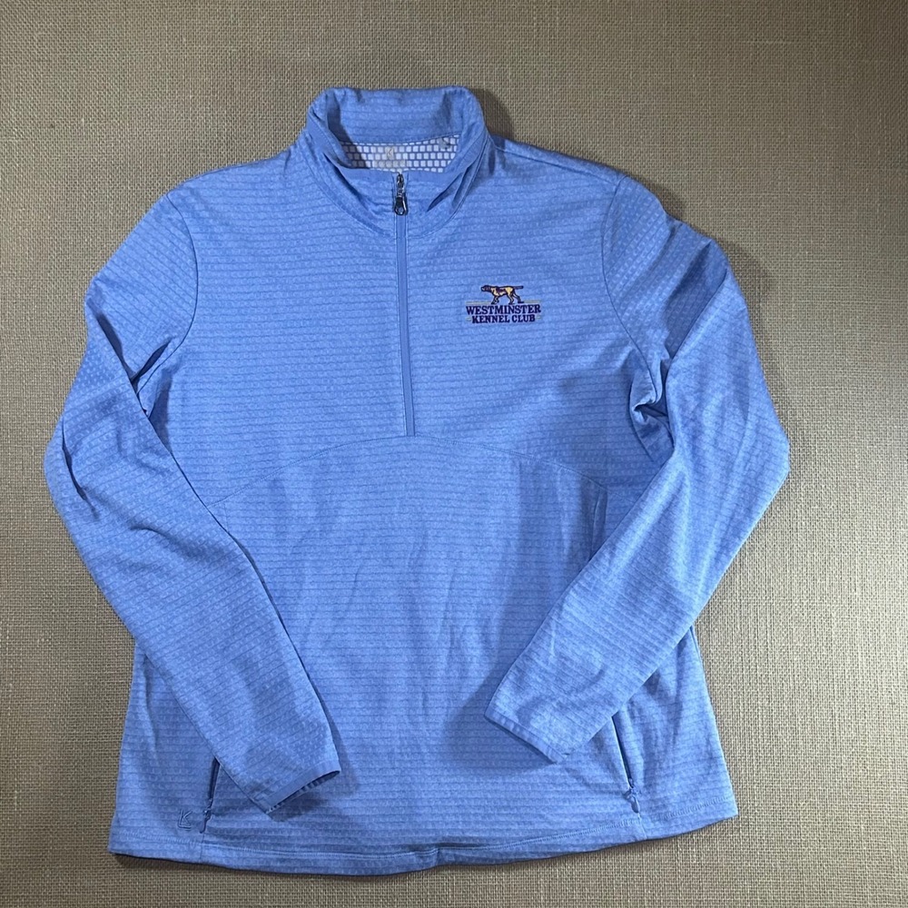 Kate Lord Westminster Kennel Club Pullover Blue 1/4 Zip Top KE50 AF285 Large
